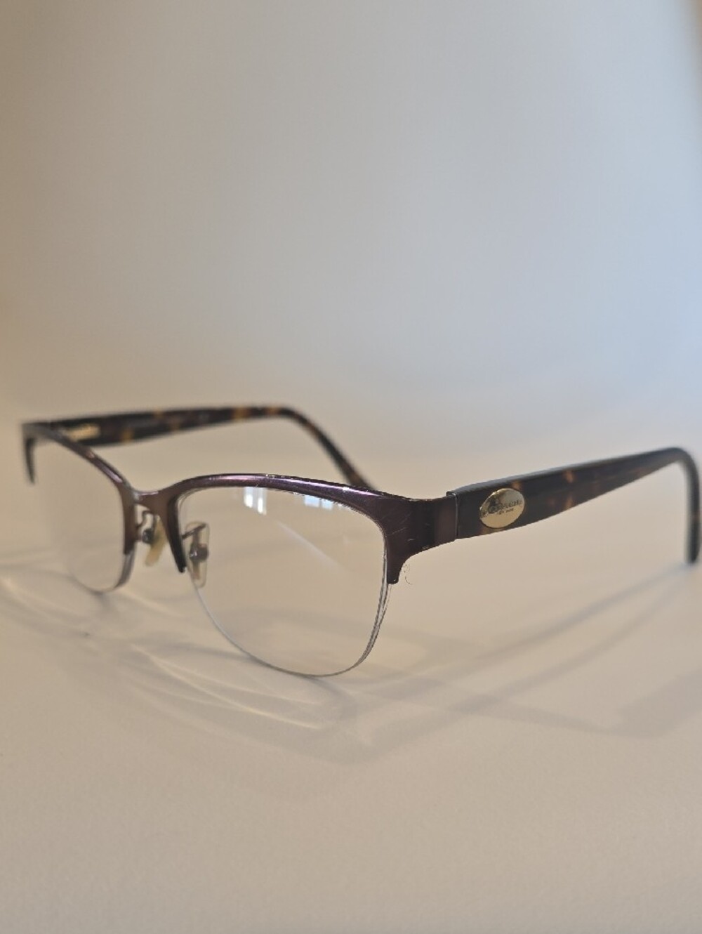 Coach Womens Semi-Rimless Optical Glasses in Purple and Tortoiseshell